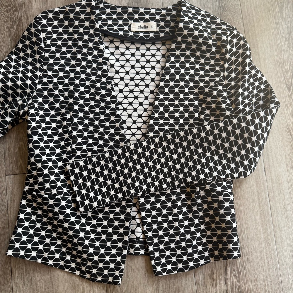 2Bella Black and White Spring Jacket Size S - Picture 4 of 12